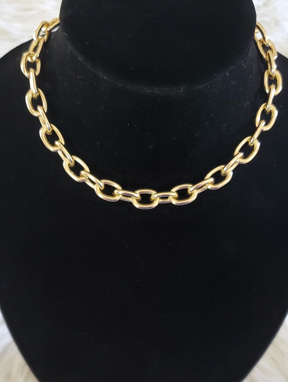 New Gold Tone Chain Link Statement Pendant Necklace Double Strand Lightweight - Picture 3 of 5